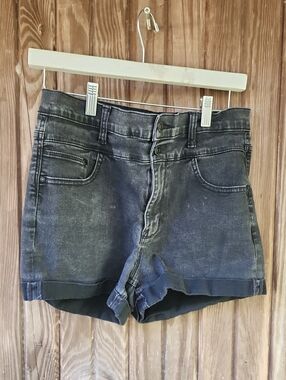 Wallflower Juniors Black Denim High Rise Shorts